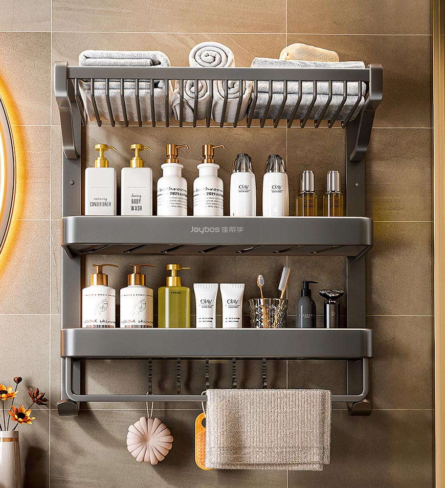 MIVLINA® 3 Tier Wall Mounted Bathroom Metal Storage Rack Punch Free F205