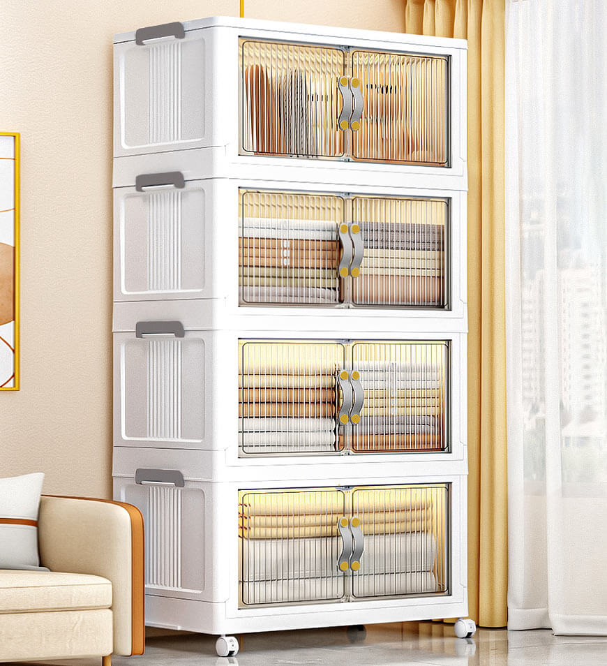 MIVLINA® Stackable Storage Bins with Lids and Doors