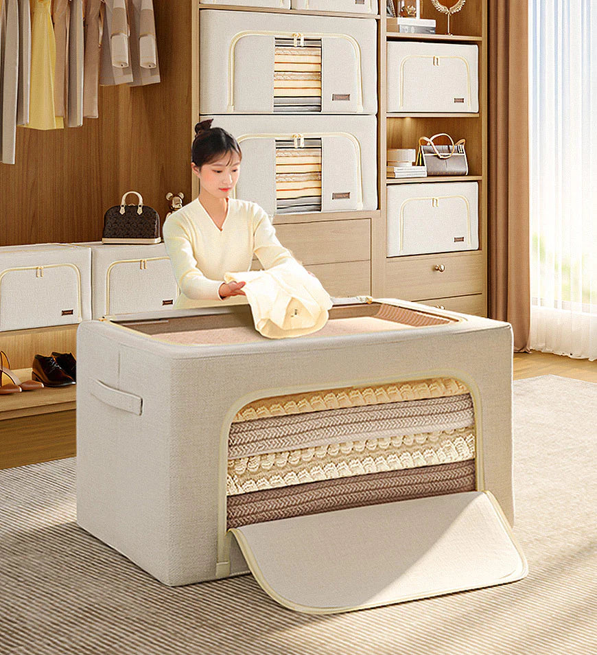 MIVLINA® Cotton Foldable Clothes Storage Box