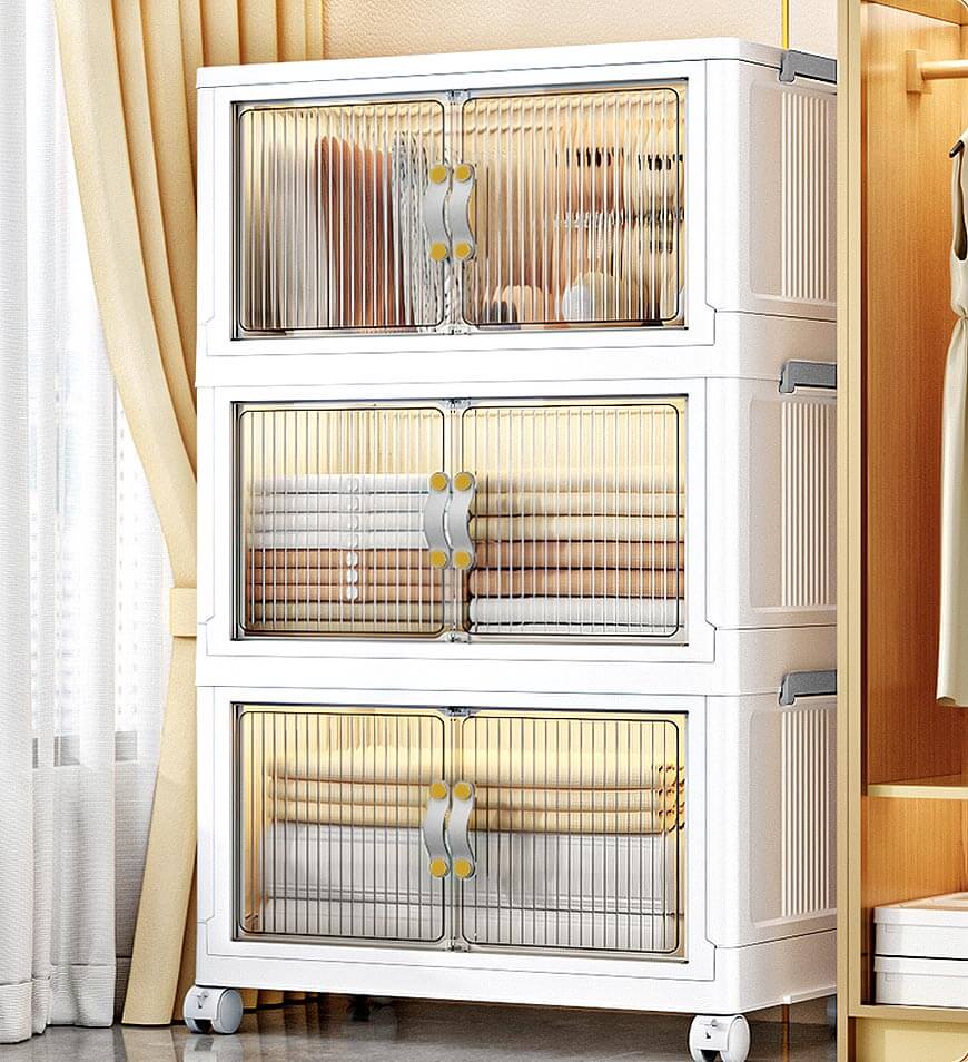 MIVLINA® Stackable Storage Bins with Lids and Doors