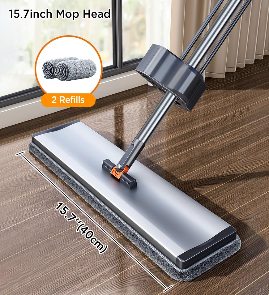 MIVLINA® 59 Inch Alloy Flat Mop And Bucket For Home With Extra Refills Z149