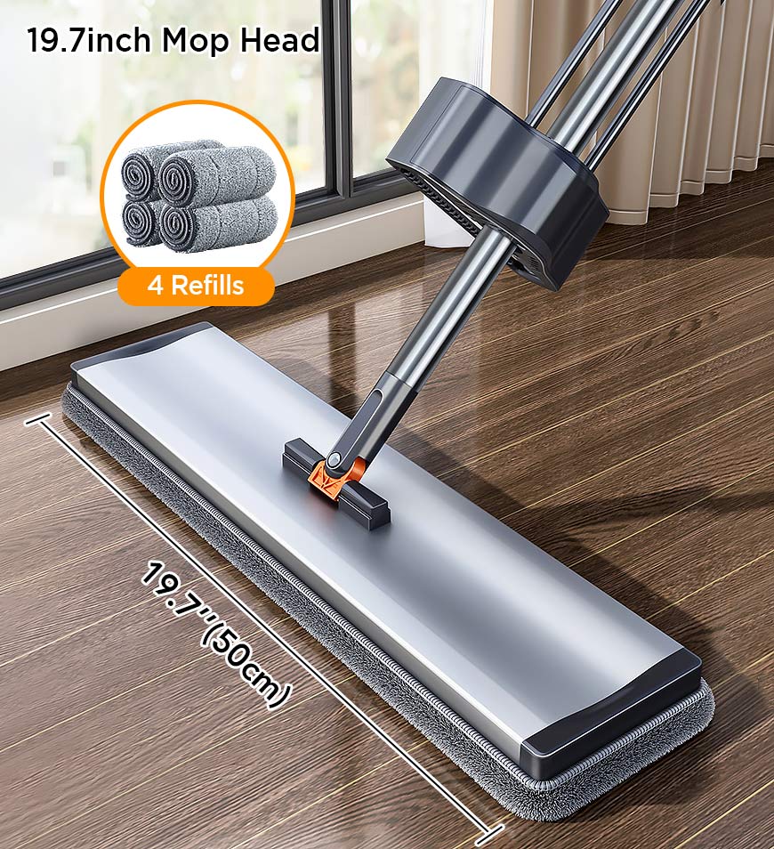 MIVLINA® 59 Inch Alloy Flat Mop And Bucket For Home With Extra Refills Z149