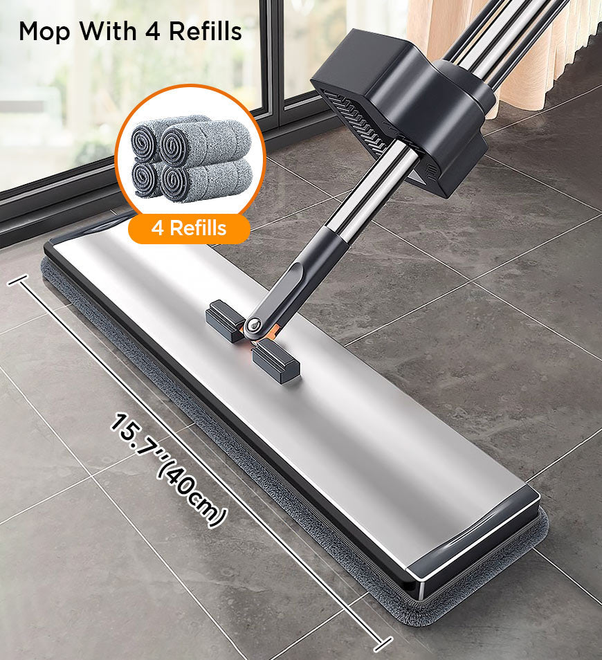 MIVLINA® 59 Inch Alloy Flat Mop And Bucket For Home With Extra Refills Z149