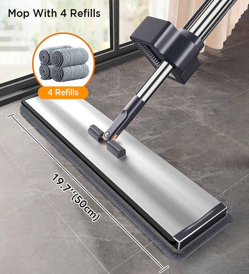 MIVLINA® 59 Inch Alloy Flat Mop And Bucket For Home With Extra Refills Z149