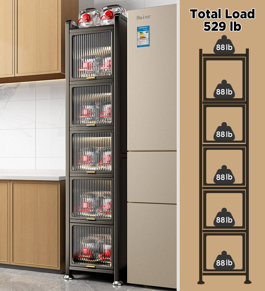 MIVLINA® 6 Tiers Upgrade Narrow Multifunction Metal Kitchen Storage Cabinet F217