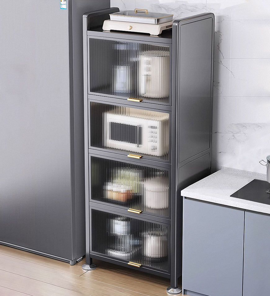 MIVLINA® 5 Tiers Narrow Multifunction Dustproof Metal Kitchen Storage Cabinet F85