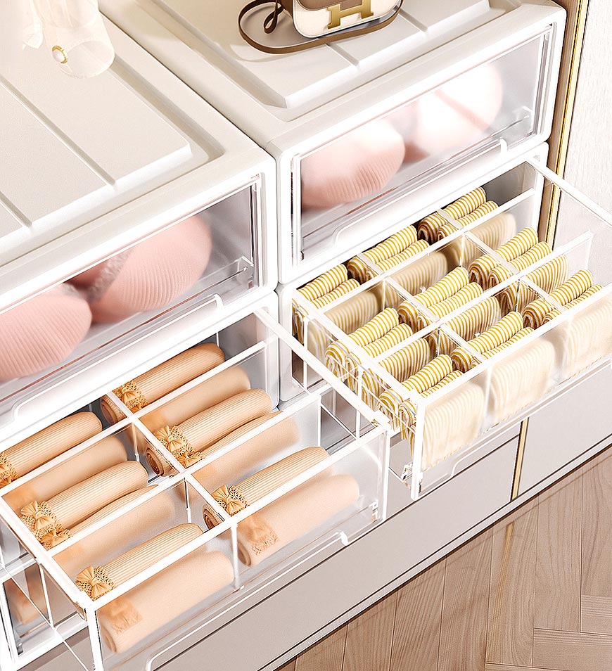 MIVLINA® Clear Drawer Sock Underwear Organizer Dividers Box