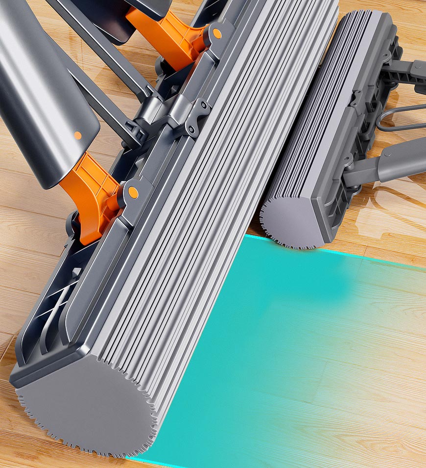 MIVLINA® Wing Self Squeeze Spong Mop With 56.7 Inch Retractable Pole Z174