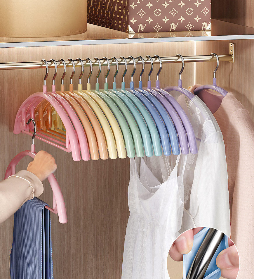 MIVLINA®16.5 " Non-Slip Space Saving Hangers in Rainbow Colors