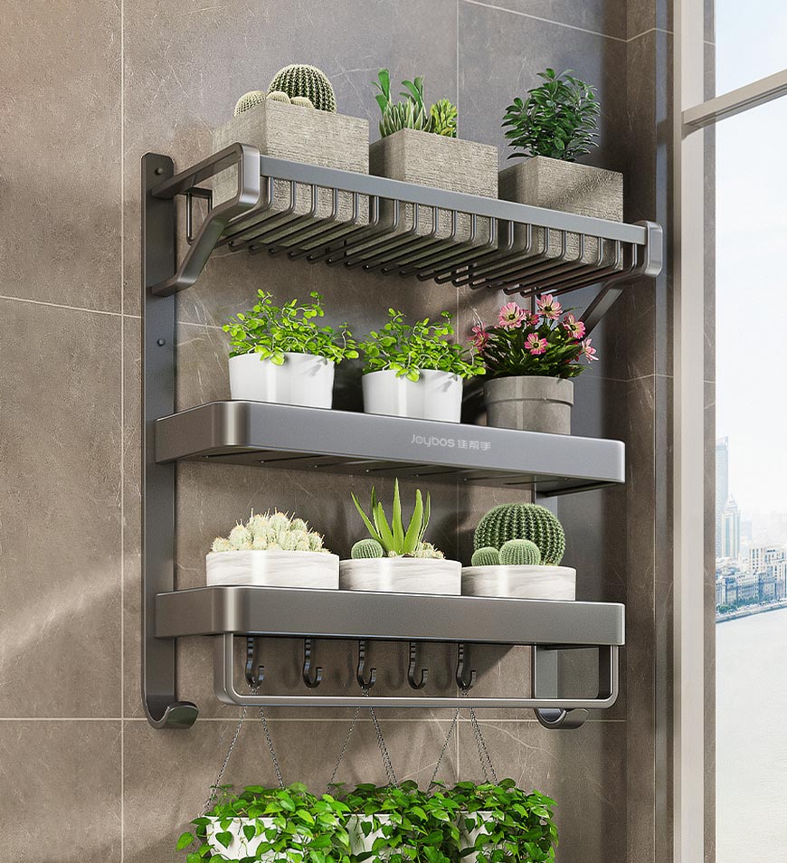 MIVLINA® 3 Tier Wall Mounted Bathroom Metal Storage Rack Punch Free F205