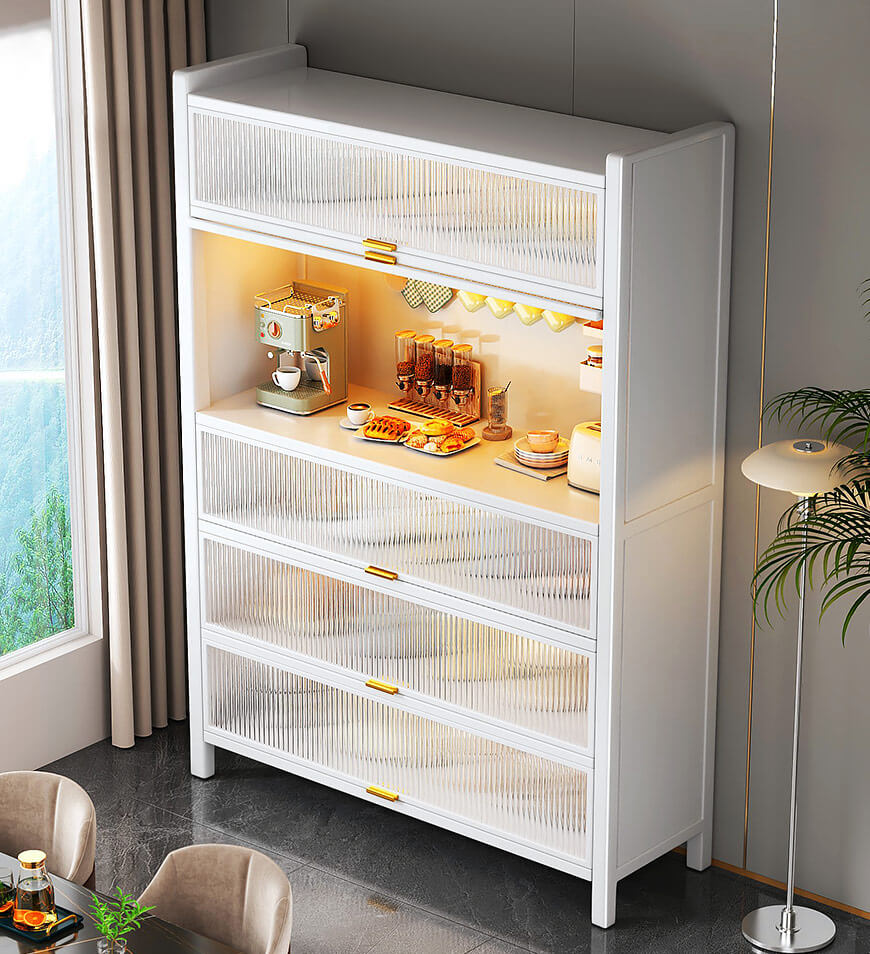 MIVLINA® Upgraded Larger Heavy Metal Kitchen Storage Cabinet F238