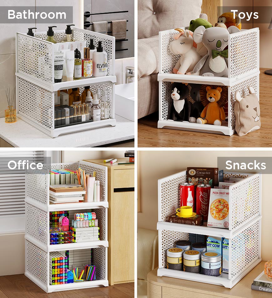 MIVLINA® Stackable Storage Basket Foldable Closet Organizers F243