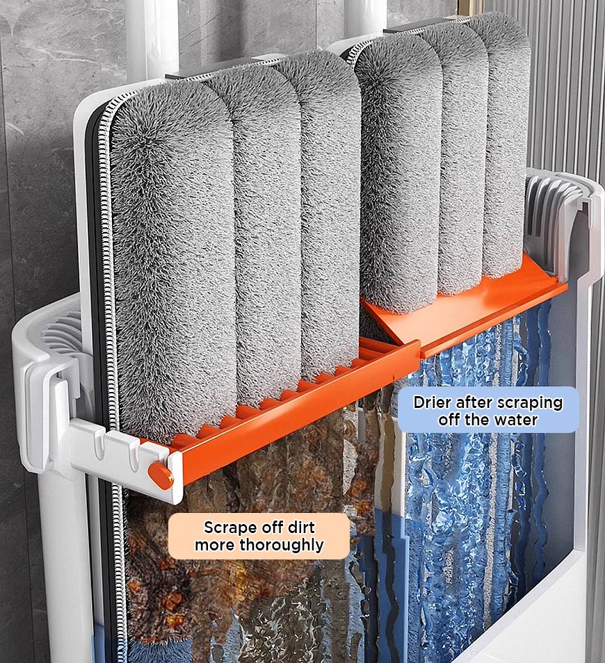 MIVLINA® 16" Large Flat Mop and Bucket With 4 Upgrade Wringer System Z88