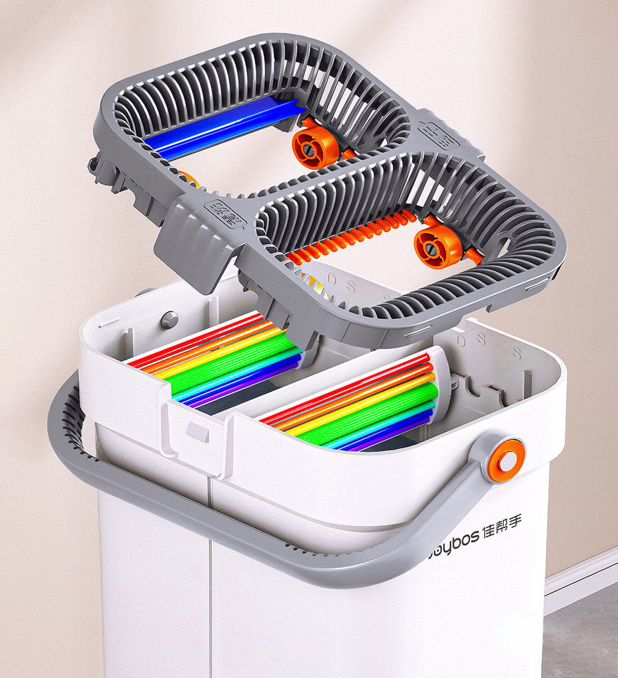 MIVLINA® Upgrade 2+2 Scrapers 16" Large Flat Mop and Bucket System Z84