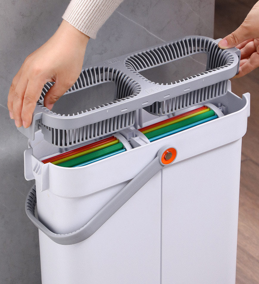 MIVLINA®Flat Floor Mop and Bucket Set with Aluminum Handle