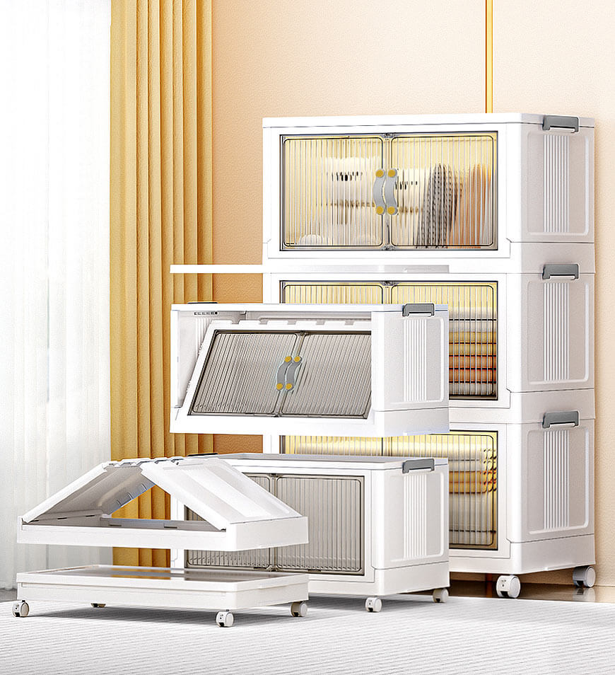 MIVLINA® Stackable Storage Bins with Lids and Doors