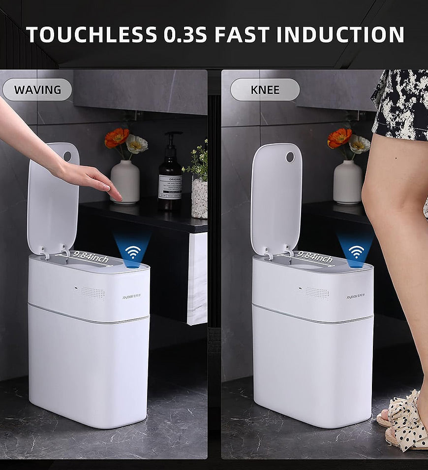 MIVLINA® Automatic Adsorption Touchless Motion Sensor Bathroom Trash Can with Lid