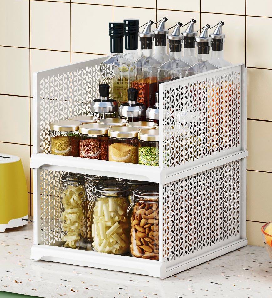 MIVLINA® Stackable Storage Basket Foldable Closet Organizers F243