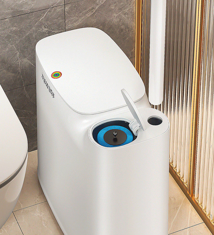 MIVLINA® 2 In 1 Slim Bathroom Trash Can With Toilet Brush Z32