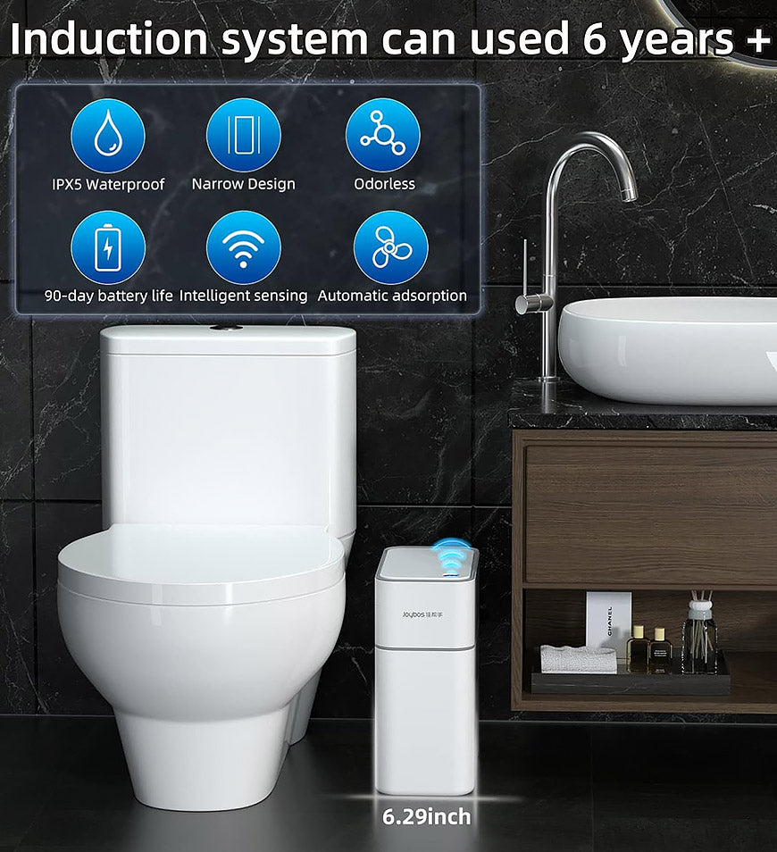 MIVLINA® Automatic Adsorption Touchless Motion Sensor Bathroom Trash Can with Lid