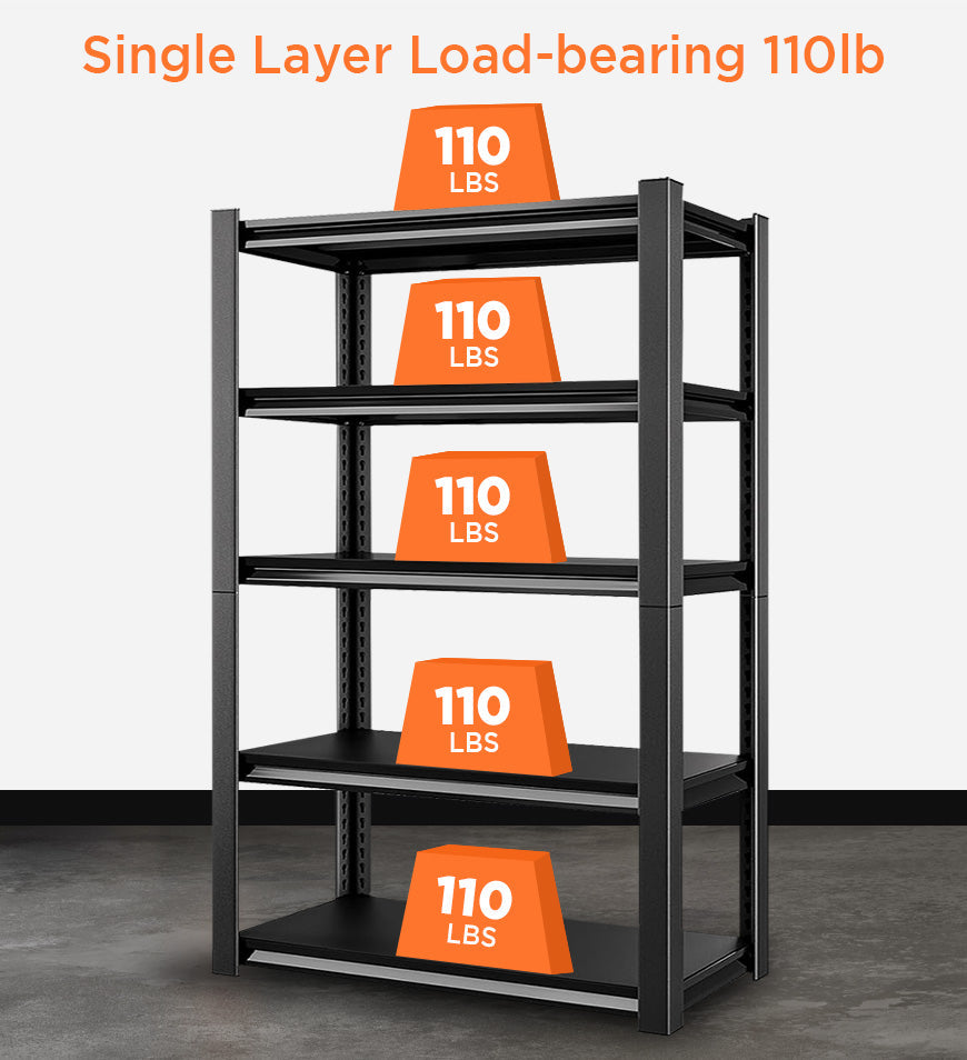 MIVLINA® 5-Tier Adjustable Garage Heavy Duty Metal Industrial Shelving Shelves