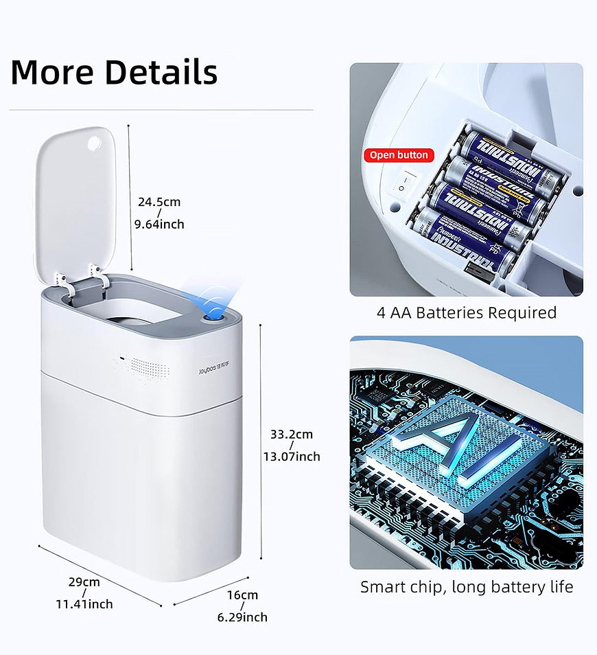 MIVLINA® Automatic Adsorption Touchless Motion Sensor Bathroom Trash Can with Lid
