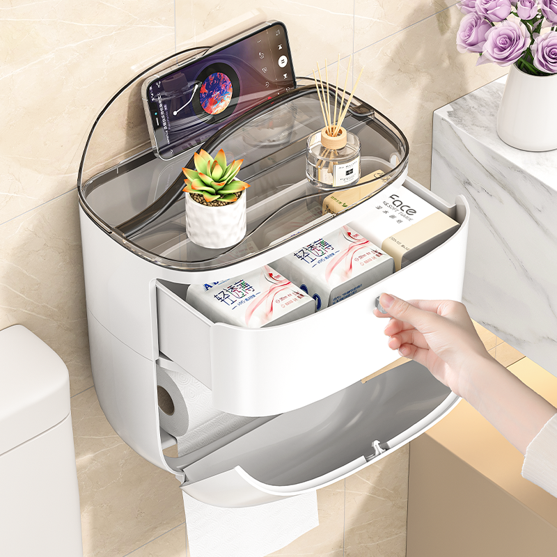 MIVLINA®Punch Free Multifunction Waterproof Wall Mounted Tissue Box z120