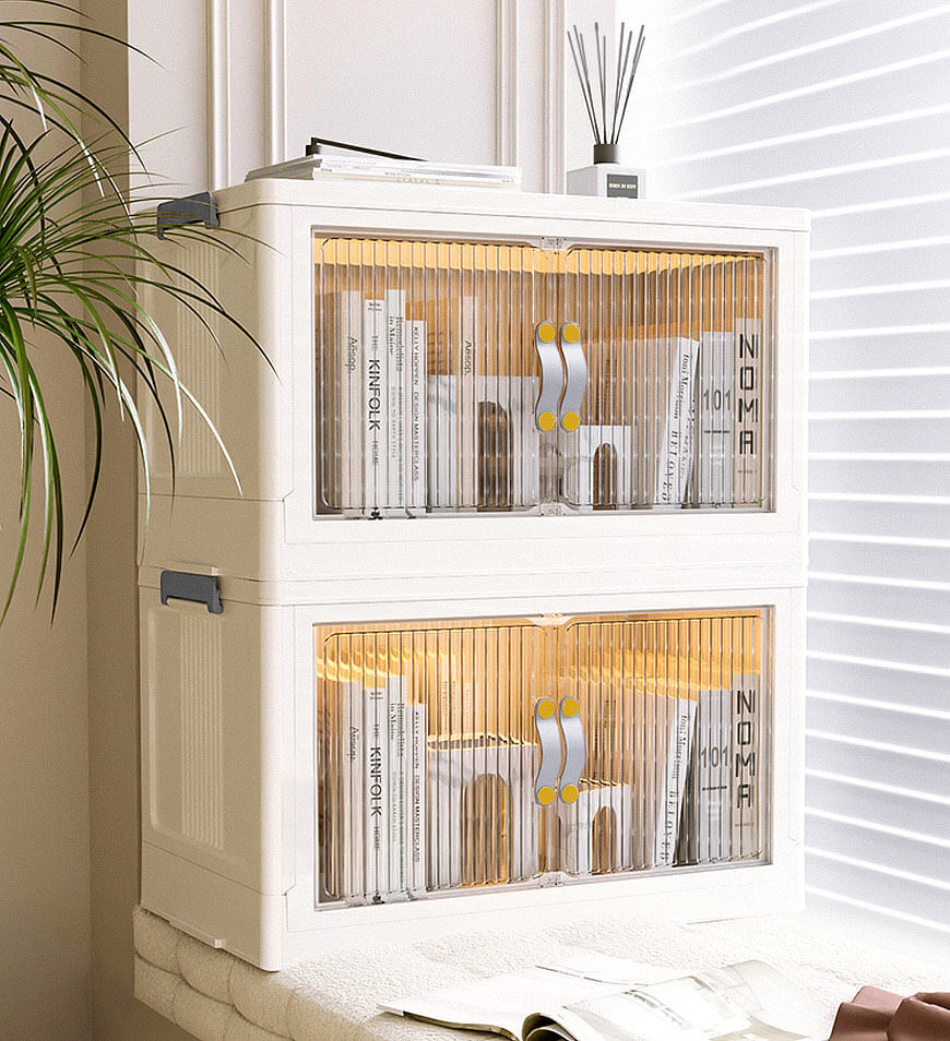 MIVLINA® Stackable Storage Bins with Lids and Doors