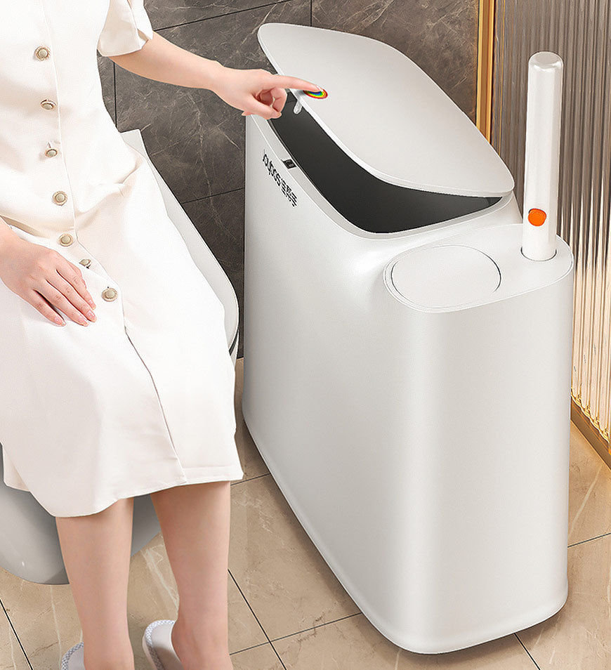 MIVLINA® 2 In 1 Slim Bathroom Trash Can With Toilet Brush Z32