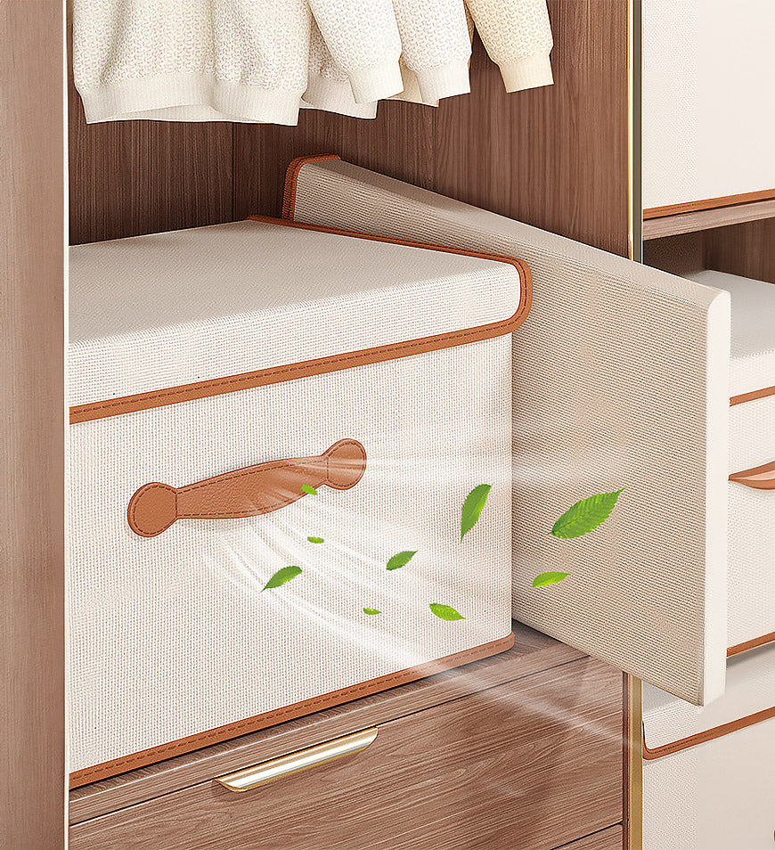 MIVLINA® Collapsible Storage Boxes with Lids and Leather Handle