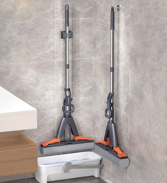 MIVLINA®  Ultra Absorbent Self Squeeze Hand Free Washable Sponge Mop With Bucket Z43