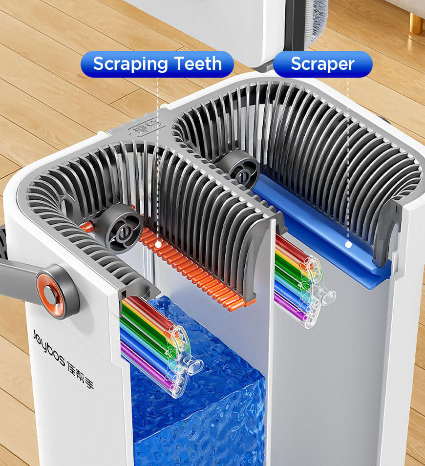 MIVLINA® Upgrade 2+2 Scrapers 16" Large Flat Mop and Bucket System Z84