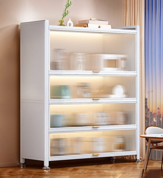 MIVLINA® 5 Tier Sturdy Metal Storage Organizer Cabinets With Clear Doors F56