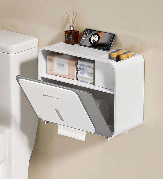 MIVLINA®Toilet Paper Storage Box with Drawer and Phone Holder Z142
