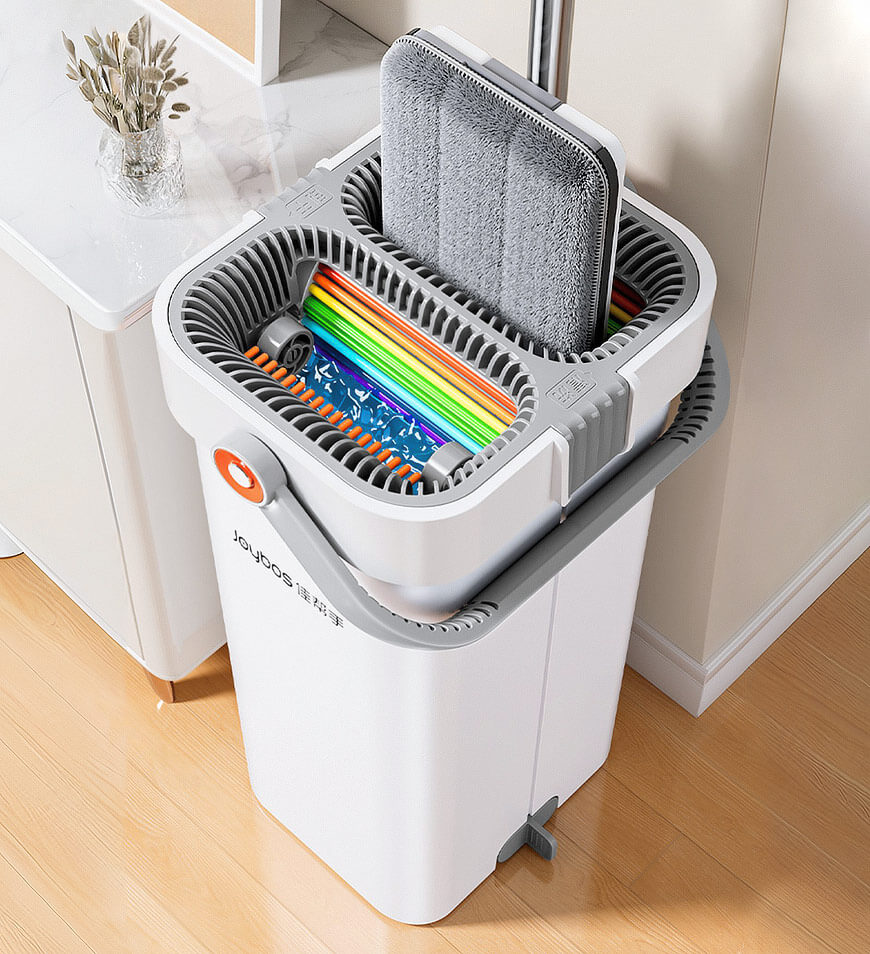 MIVLINA® Upgrade 2+2 Scrapers 16" Large Flat Mop and Bucket System Z84