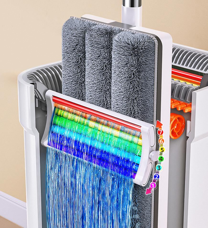 MIVLINA® Upgrade 2+2 Scrapers 16" Large Flat Mop and Bucket System Z84