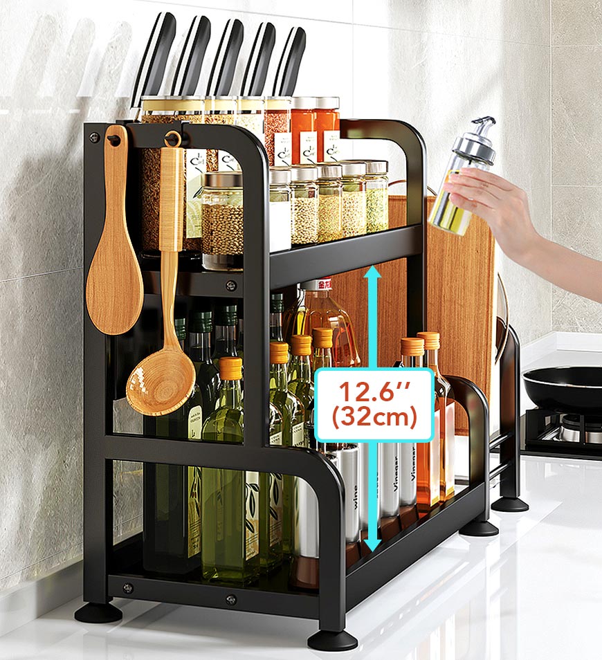 MIVLINA® 2 Tier Kitchen Countertop Organizer With Utensil Cutting Board Knife Holder F57