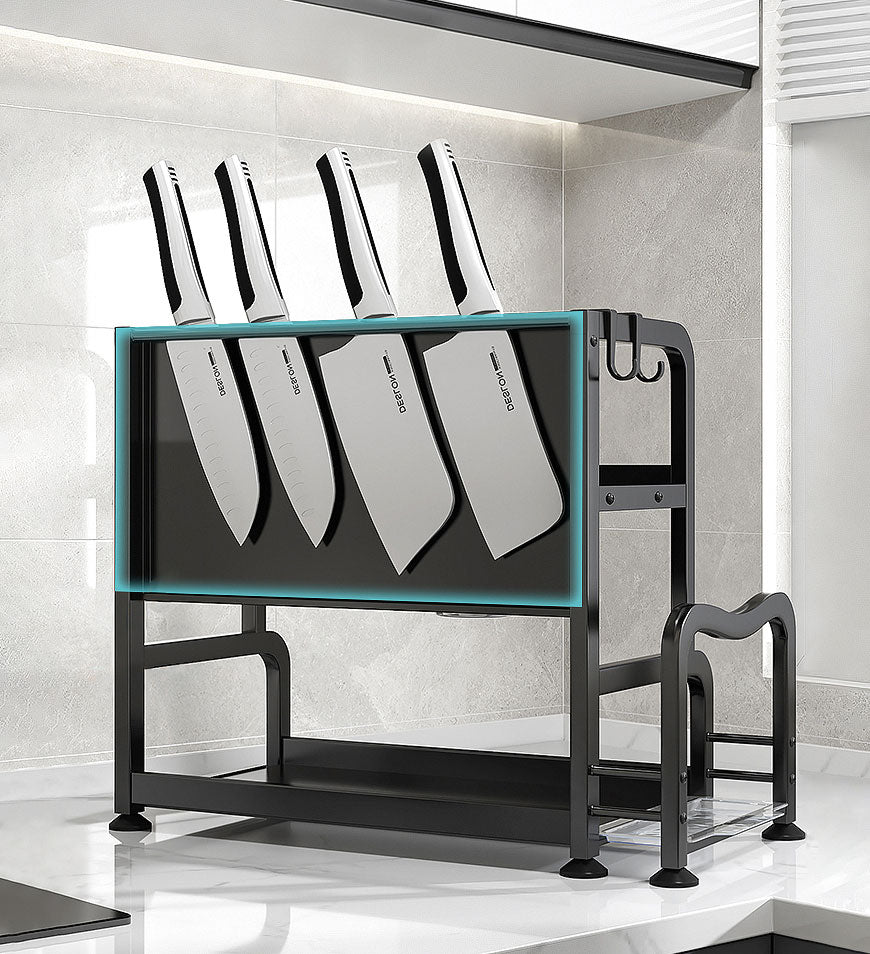MIVLINA® 2 Tier Kitchen Countertop Organizer With Utensil Cutting Board Knife Holder F57