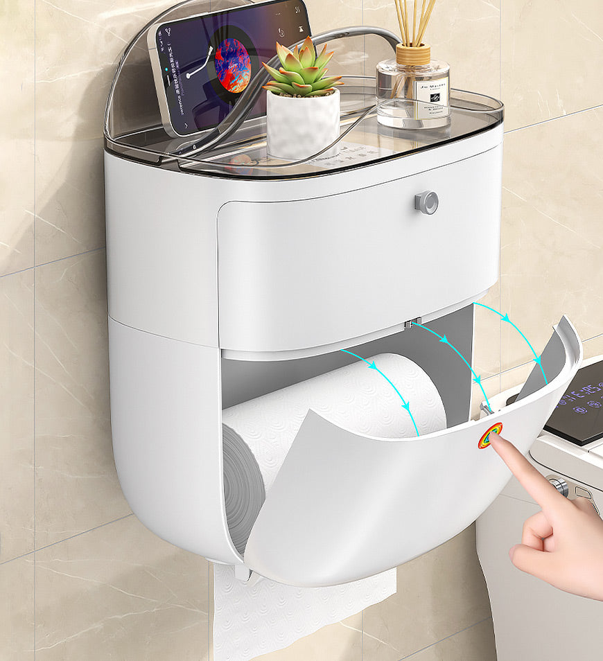 MIVLINA®Punch Free Multifunction Waterproof Wall Mounted Tissue Box z120